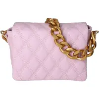 Gave Lux Adriana Handtasche Sauvage Leder Gesteppt Goldkettenkette Schulterriemen Fuxsia UNICA 20x14x6.5 cm