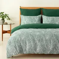 Sonstiges Bettwäsche-Set 3-teilig Mikrofaser Grün Dunkelgrün 240x220 cm + 2x 50x75 cm Zweige Blätter