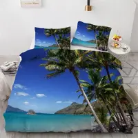 Sonstiges Bettwäsche-Set Palme 155x220 cm 3-teilig Mikrofaser Wendebettwäsche mit Reißverschluss 3D Motiv
