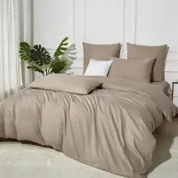 Sonstiges Bettwäsche 135x200 cm 4-teilig Khaki Taupe Baumwolle 2x Bettbezug 2x Kissenbezug 80x80 cm