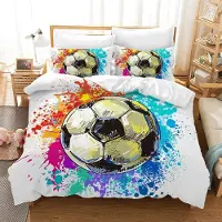 Sonstiges Fußball Bettwäsche Set 200x200 cm Mikrofaser 3D Muster 2 Kissenbezüge 50x75 cm