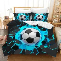 Sonstiges Fußball Bettwäsche Set 200x200 cm Mikrofaser 3D Muster 2 Kissenbezüge 50x75 cm