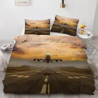 Sonstiges Bettwäsche-Set Flugzeug 155x220 cm 3-teilig Mikrofaser 3D Motiv mit Reißverschluss