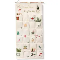 OCreon Adventskalender aus Stoff, zum Befüllen – Adventskalender zum Aufhängen – Stoff-Adventskalender mit 24 Fächern