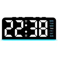INF LED-Digitalwecker mit Großziffern, Kalender, 24-Stunden-Anzeige, Nachtlicht und Ambientebeleuchtung