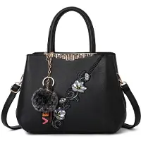 Merkloos Solidchoice – Damenhandtasche mit Pompon-Verzierung, wasserdichtes Kunstleder