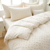 Sonstiges Bettwäsche-Set 220x240cm 3tlg Cremeweiß Rosa Kleine Blumen Mikrofaser