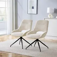Ninkear Barhocker 2er-Set, höhenverstellbar, 360° drehbar, PU, Steppmuster, Metallbeine (Beige,Black)