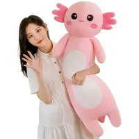 Merkloos Omgoods - Axolotl Kuscheltier, Rosa, 80 cm - Plüschtier, weiches Spielzeug für Kinder