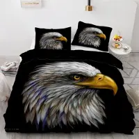 Sonstiges Bettwäsche-Set 220x240 cm 3-teilig Mikrofaser Adler 3D Motiv mit Reißverschluss