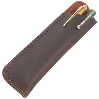 Merkloos Solidchoice – Vintage-Etui aus Leder für 2 Stifte, braun