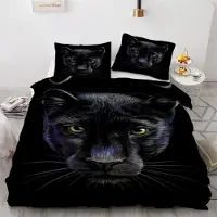Sonstiges Bettwäsche-Set 200x200 cm 3-teilig Mikrofaser Leopard 3D Motiv mit Reißverschluss