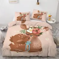 Sonstiges Bettwäsche-Set REH 200x200 cm 3-teilig Mikrofaser 3D Motiv mit Reißverschluss