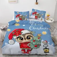 Sonstiges Bettwäsche-Set Kawaii Eule 135x200 cm 2-teilig Mikrofaser mit Reißverschluss 3D Motiv Kinder
