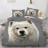 Sonstiges Bettwäsche-Set Samojede 135x200 cm 4-teilig Mikrofaser 3D Motiv mit Reißverschluss