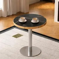 Ninkear Bar-Set, Glastisch 89cm + 4 transparente Barhocker, Metallgestell, Fußstütze (Black)