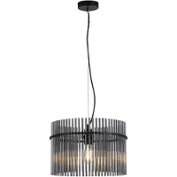 Searchlight Pendellampe Swizzle, schwarz/rauchgrau, Ø 40 cm, Glas/Metall