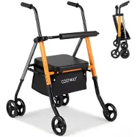 Northix Faltbarer Reiserollator, höhenverstellbar, orange, Tragkraft 136 kg