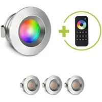 Longlife LED Einbaustrahler Mini flach Torino 3W RGBW IP44 - Farbe: silber - Anzahl: 4x