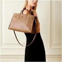 Markenlos Damenhandtasche aus echtem Leder, hergestellt in Italien, 37,5 x 24,5 x 13 cm
