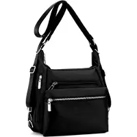 Markenlos Damen Rucksack Tasche 3 in 1 Handtasche Schultertasche für Alltag und Reisen Schwarz