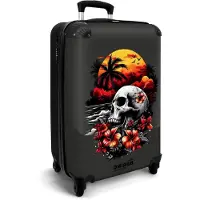LTPRTZ Handgepäck Koffer 55x40x20 Reisetasche - Trolley Kabinengepäck mit Totenkopf - Grau