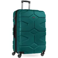 Markenlos X-Kölln - Großer Hartschalen-Koffer 76 cm, 107-120 Liter, 4 Doppel-Rollen, Trolley, Rollkoffer, Reisekoffer, Volumenerweiterung, TSA, Aquagrün