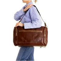 Markenlos Uni-Reisetasche aus echtem Leder, hergestellt in Italien, 45 x 35 x 23 cm