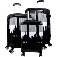 Markenlos 3-teiliges Kofferset Trolley Hartschale - Manhattan