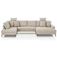 Otto Home Wohnlandschaft "Summer U-Form, B: 360 cm mit Zierkissen", beige (b800 zoom 1 cream), B:360cm H:86cm T:195,5cm, Sofas, Wohnlandschaft, U-Form, B: 360cm in Cord & Struktur