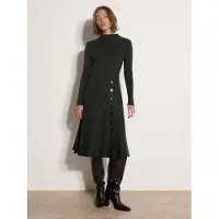 Apricot Midikleid "Wadelanges Strickkleid", Damen, Gr. 16, N-Gr, Strick, pine grün, Strick, , Modisch, figurbetont, gerader Abschluss, Kleider Midikleid, mit Zierknöpfen