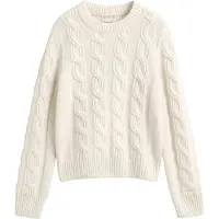Gant für Damen. 4802435 Zopfmuster-Pullover aus Wollmischung in Cremeweiß (S), Lässig, Wolle, Klassisch