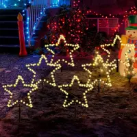 Salcar LED Leuchtstäbe 45cm 6er Stern Garten LED Leuchtstern Warmweiß LED Lichterkette