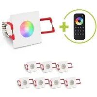 Longlife LED Einbaustrahler Mini Livorno eckig 3W RGBW IP65 - Farbe: weiß - Anzahl: 8x