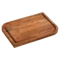 Kesper Akazie Schneidebrett, mit Saftrille, Hochwertiges Akazienbrett zum Zubereiten von Speisen, Maße: 27 x 19 x 1,6 cm