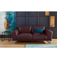 W.Schillig 2-Sitzer "montanaa edel und elegant, bequem, Federkernunterfederung", braun (mocca z69), B:192cm H:78cm T:94cm, Sofas, 2-Sitzer, mit Metallkufen in Silber matt, Breite 192 cm