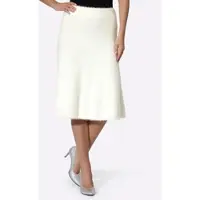 HEINE Strickrock , Damen, Gr. 44, weiß (ecru), 54% Polyamid, 30% Viskose, 16% Polyester, unifarben, wadenlang, Röcke Strickrock