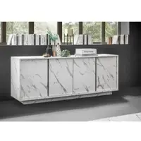Home affaire Sideboard "Carrara", weiß (weiß marmor, optik), B:180cm H:79cm T:43cm, Sideboards, Sideboard, grifflos