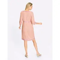 HEINE Druckkleid "Druck-Kleid", Damen, Gr. 48, Normalgrößen, rosa (apricot, rosé, bedruckt), 100% Viskose, bedruckt, gemustert, mehrfarbig, kurz, V-Ausschnitt, Kleider Druckkleid