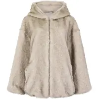 Apricot Kurzjacke "Weiche Kunstfelljacke", Damen, Gr. 14, beige (stone), gewebt, , Modisch, normal normal, Gerippte Bündchen, Jacken Kurzjacke, mit Kapuze