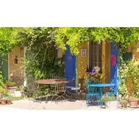Papermoon Fototapete "Provence Cafe Shop", bunt, B:3m L:2,23m, Vlies, Tapeten, Fototapete