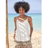 HEINE Shirttop , Damen, Gr. 48, beige (ecru), 95% Viskose, 5% Elasthan, unifarben, V-Ausschnitt, Tops Shirttop