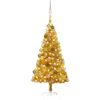 Syfax Künstlicher Weihnachtsbaum Beleuchtung & Kugeln Gold 120 cm PET
