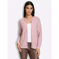 HEINE Strickjacke "Strickjacke Strickjacke mit Pailletten", Damen, Gr. 36, rosa (rosé), Modisch, Rundhals, Strickjacken Strickjacke