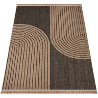 Paco Home Teppich "Cologne 493", grau (anthrazit), B:80cm H:11mm L:150cm, Polypropylen (PP), Teppiche, Teppich, Flachgewebe, meliert, Regenbogen, mit Fransen, Outdoor geeignet
