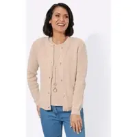 Witt Longpullover "Twinset Twin-Set mit gerippten Abschlüssen", Damen, Gr. 40, beige (elfenbein), Sportlich, Rundhals, Pullover Longpullover