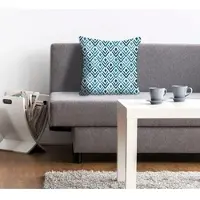 Queence Dekokissen "Laura", blau (blau, bedruckt), B:40cm L:40cm, Polyester, Dekokissen_Sitzkissen_Kissenhüllen, Dekokissen, mit kleiner Kacheloptik, Kissenhülle ohne Füllung, 1 Stück