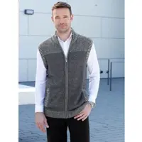 Sieh an! Strickweste SIEH AN "Strickweste Strickweste", Herren, Gr. 48, grau, meliert, Basic, gerade, Westen Strickweste