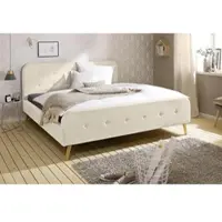 Home affaire Polsterbett "Amrum", beige (creme), B:195cm L:219cm, Betten, Polsterbett, mit aufwendiger Knopfleiste am gepolstertem Kopf-und Fußteil