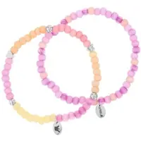 Prinzessin Lillifee Armband Set , bunt (edelstahlfarben, mulitcolor), Armbänder, Mädchen, 15cm, Edelstahl, Armband Set, mit Glasperle
